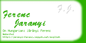 ferenc jaranyi business card